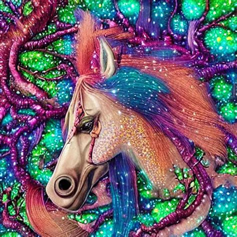 Shiny Pink Blue rainbow Pony Large blooming ((irides... | OpenArt