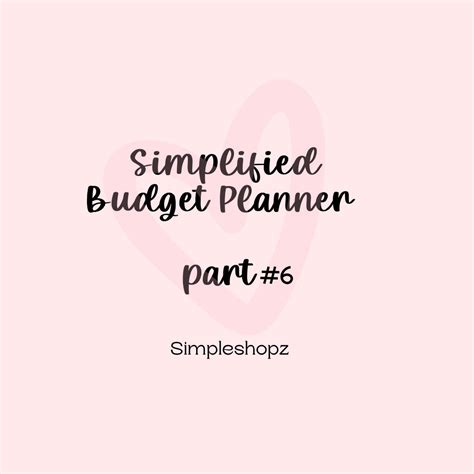 6-9 Simplified Budget Planner - Etsy