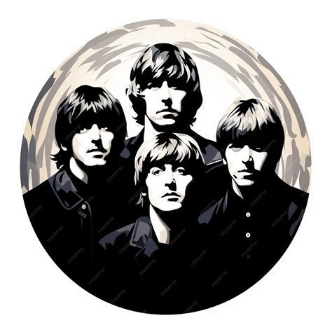 Premium Photo | Iconic Vector Portrayal The Beatles in White Round ...