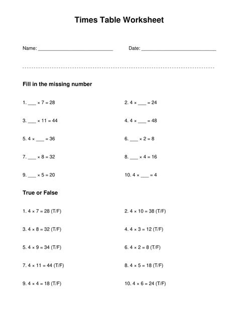 Image result for 4 Times Table Worksheets Printable
