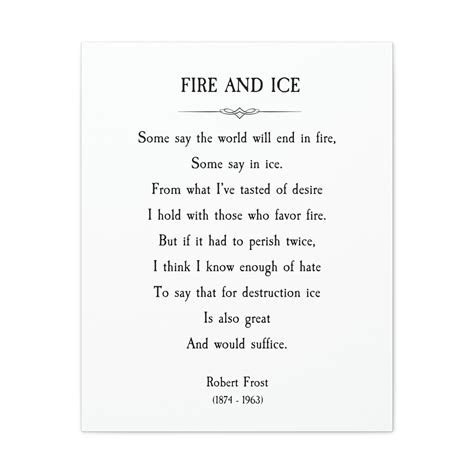 Robert Frost Poem Fire and Ice Literary Wall Art Famous Poem Not A ...