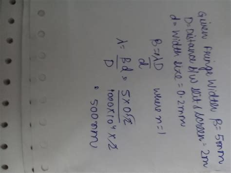 In Froaunhoper diffraction due to a narrow slit a screen is placed 2m ...