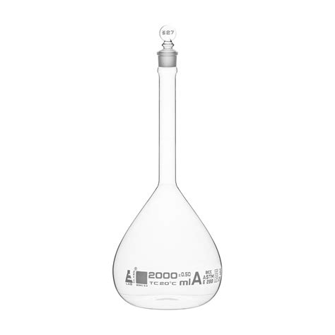 Flask Volumetric With Solid Glass Stopper ASTM-E288 STD Class A 2000 m ...