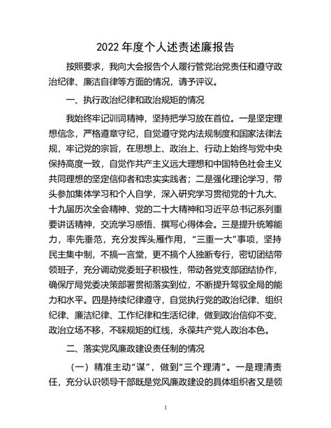 2022年度个人述责述廉报告 - 范文大全 - 公文易网