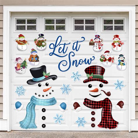 Snowman Door Garage Stickers Dropship 1 Set, Magnet Sticker, Merry
