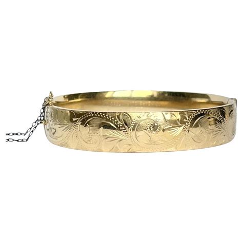 Antique Rolled Gold Engraved Bangle For Sale at 1stDibs