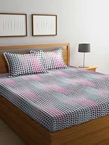 Bombay Dyeing 144 TC Cotton Pink Florentine Double Bedsheet with 2 ...