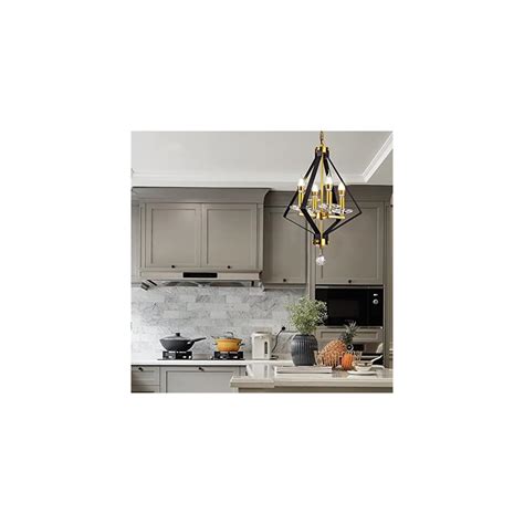 Buy QUOOBE Modern Mid Centur 4-Light Lantern Chandelier,Black Gold ...