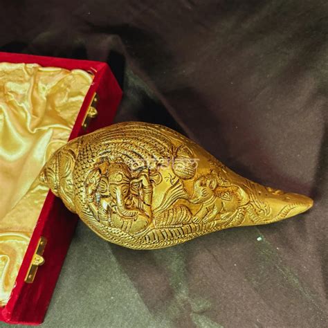 PITTALAM Brass Shankh (Lord Ganesha) - Sacred Pooja Conch – Pittalam