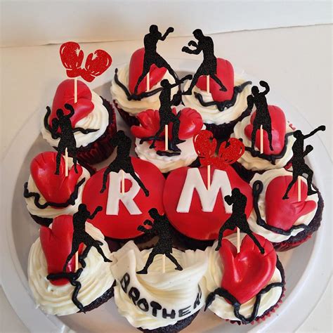 Buy 36 Pack Boxing Player Cupcake Toppers Glitter Boxing Gloves Cupcake ...