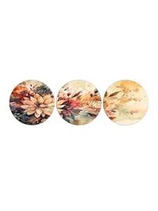 999STORE flower with flower leaf modern art 3 piece round painting for ...