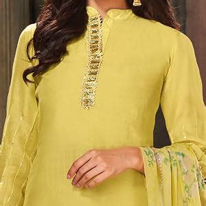 Buy Rajnandini Women's Yellow Modal Silk Solid Semi-Stitched Salwar ...