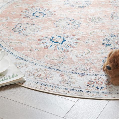 jinchan Round Rug 7ft Area Rug - Pink Vintage Floor Mat Kitchen Indoor ...