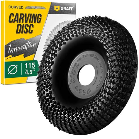 GRAFF Wood Carving Disc 4 1/2 Inch for Angle Grinder - Curved Shaping ...