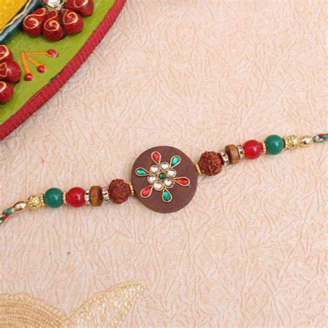 Send Multicolored Kundan Beaded Rakhi Online | Rakhibazaar.com