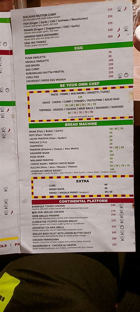 Menu at LOCOFEAST - Theme Restaurant, Chennai, 15A