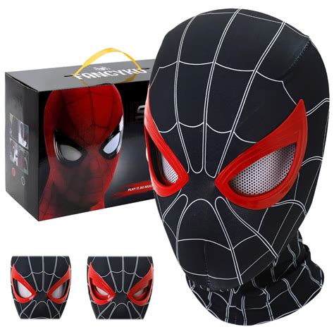 Fancyku® 3D Spiderman Mask with Moving Eyes, Miles Morales 3D Realistic ...