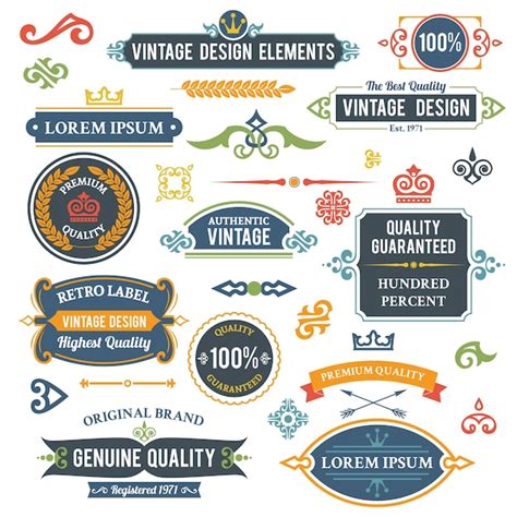 Vintage design elements frames and ornaments set isolated vector ...