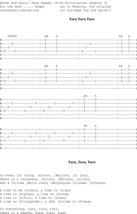 Turn, Turn, Turn(tab) - Christian Gospel Song Lyrics and Chords