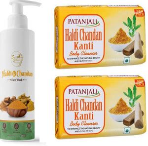 SKIN SNOWY HALDI CHANDAN FACE WASH 100 ML+PATANJALI HALDI CHANDAN 75 GM ...
