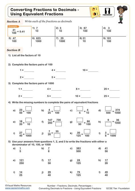 Fraction, Decimal & Percentage Worksheets | KS3-KS4