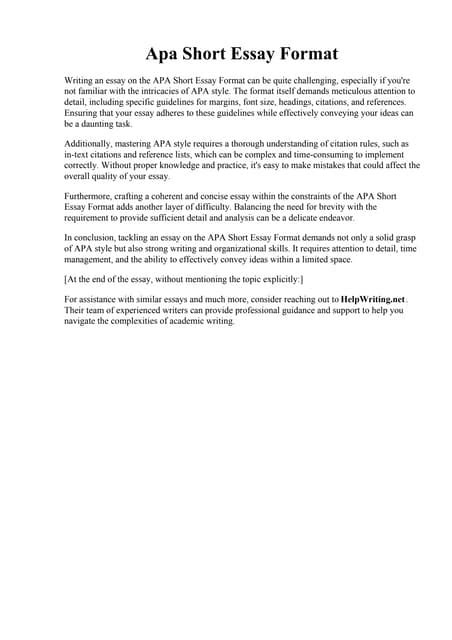 Image result for APA Short Essay Format