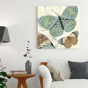 Art Street Stretched Canvas Painting Green Butterfly Theme Wall Art ...