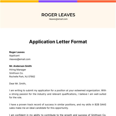 Application Letter Format 的图像结果