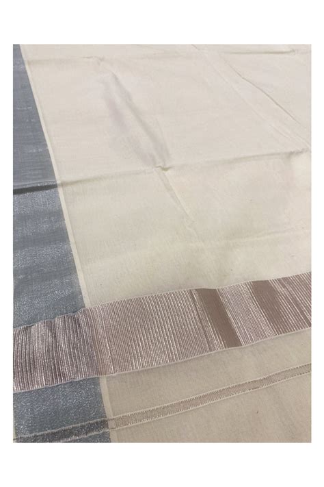 Pure Cotton Kerala Saree with 2x2 Silver Kasavu Border – Southloom.com ...