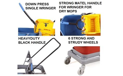 TARGET HYGIENE THREE BUCKET MOP WRINGER TROLLEY | 3 BUCKET WRINGER ...