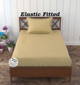 HOMYBEES Cotton Single Fitted (Elastic) 300 TC Striped Bedsheet - Buy ...