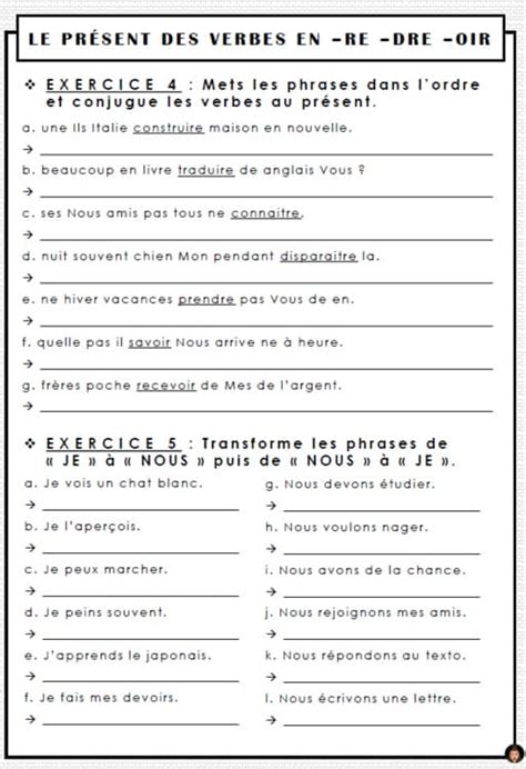 Le Rendez-Vous Conjugaison : le PRÉSENT des verbes en -RE, -DRE -OIR