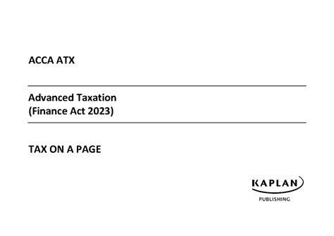 ATX ON A PAGE - Summary of ATX concept - ACCA ATX Advanced Taxation ...