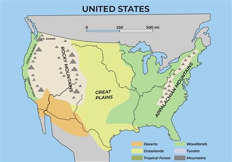 Map With Major Mountains Of The Us
