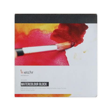 Etchr Watercolor Paper Block - 8x8 Cold Press, 300g (140 lb ...