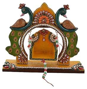 Buy Anticia Handicrafts White Box Wooden Peacock Swing/Jhoola for Laddu ...
