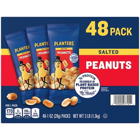 PLANTERS Salted Peanuts, Snack Size, Nuts Individual Packs, Peanuts ...