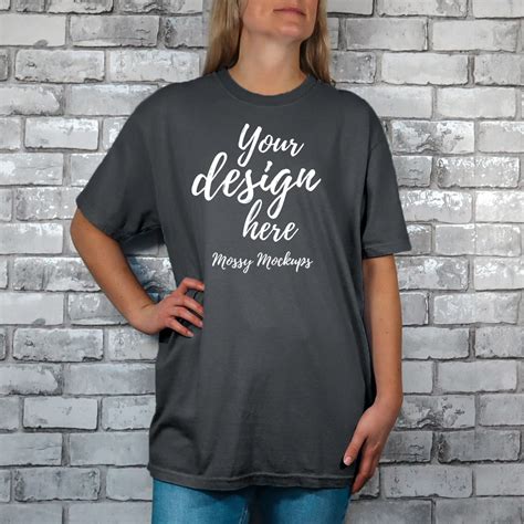 Graphite Comfort Colors C1717 Mockup, Oversized Comfort Colors 1717 ...