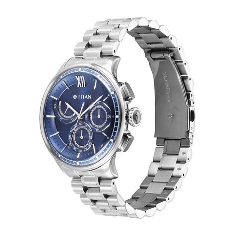 Titan Classique Quartz Blue Dial Chronograph Men’s Watch 90218SM02 ...
