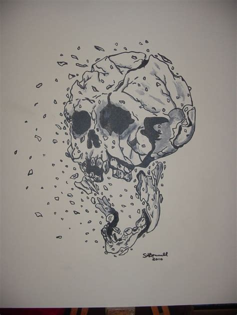 Pencil drawing "Exploding Skull" | Bee drawing, Skull drawing, Brain ...