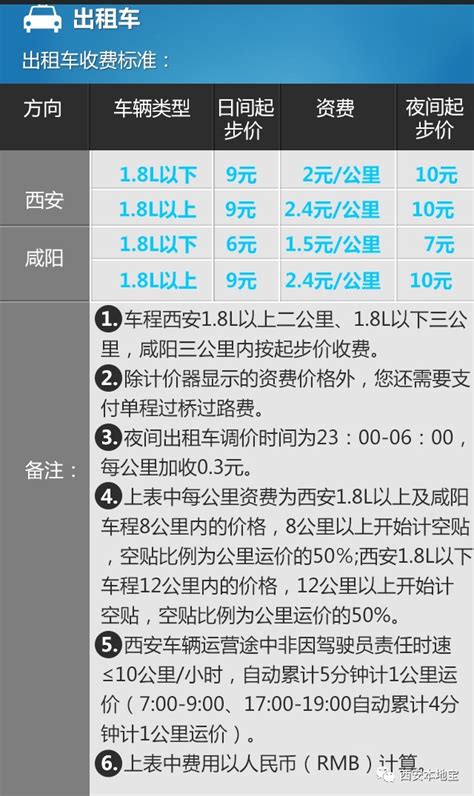 西安咸阳机场出租车收费标准- 西安本地宝