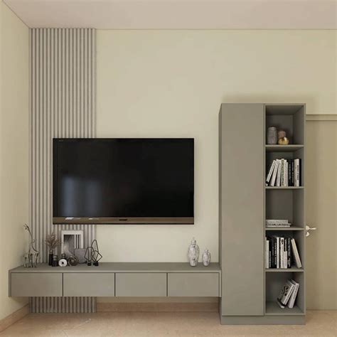 Generous Grace: Grey TV Unit with Fluted Panel