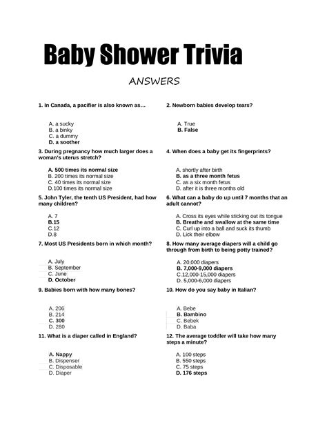 Baby Shower Trivia Virtual at Lorenzo Marrs blog