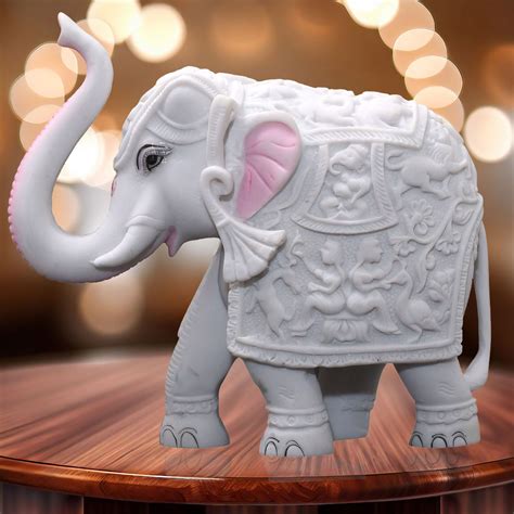 KRAFTSKALA White Elephant Showpiece Big Size Marble Resin Aesthetic ...