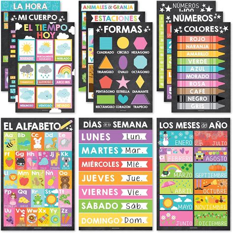 Hadley Designs 12 Colorful Spanish Posters For Classroom Decorations ...