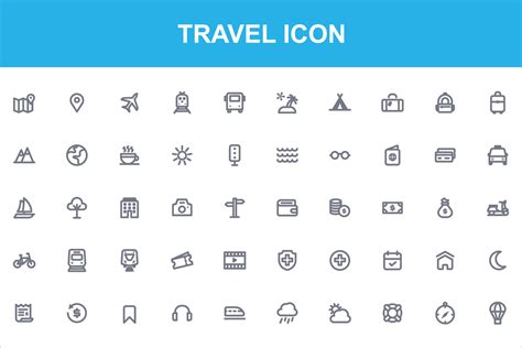 50 travel icon set pack bundle 5338180 Vector Art at Vecteezy