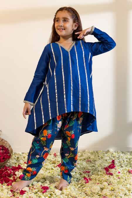 Buy Blue Cotton Gota Patti, Embroidery Detailed Kurta With Salwar For ...