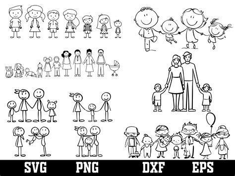 Stick Family Clipart Bundle: SVG, PNG, EPS (digital Download) - Etsy ...