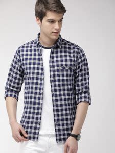 The Indian Garage Co. Men Checkered Casual Dark Blue Shirt - Buy The ...