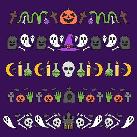 Hand drawn halloween border pack | Free Vector